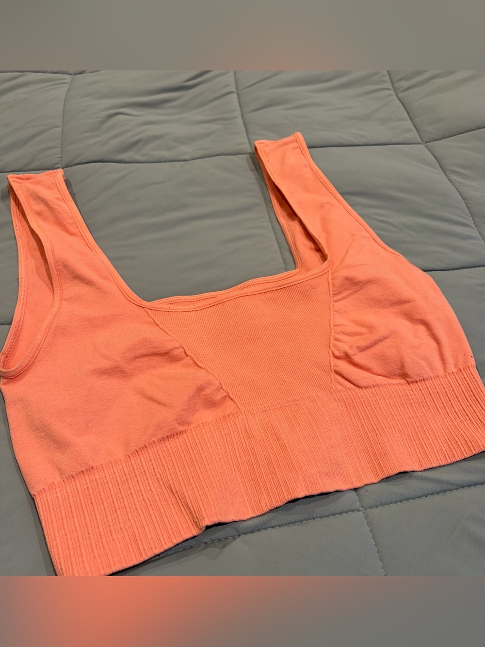 FP Movement by Free People Square Neck Salmon Pink Ribbed Sports Bra M/L